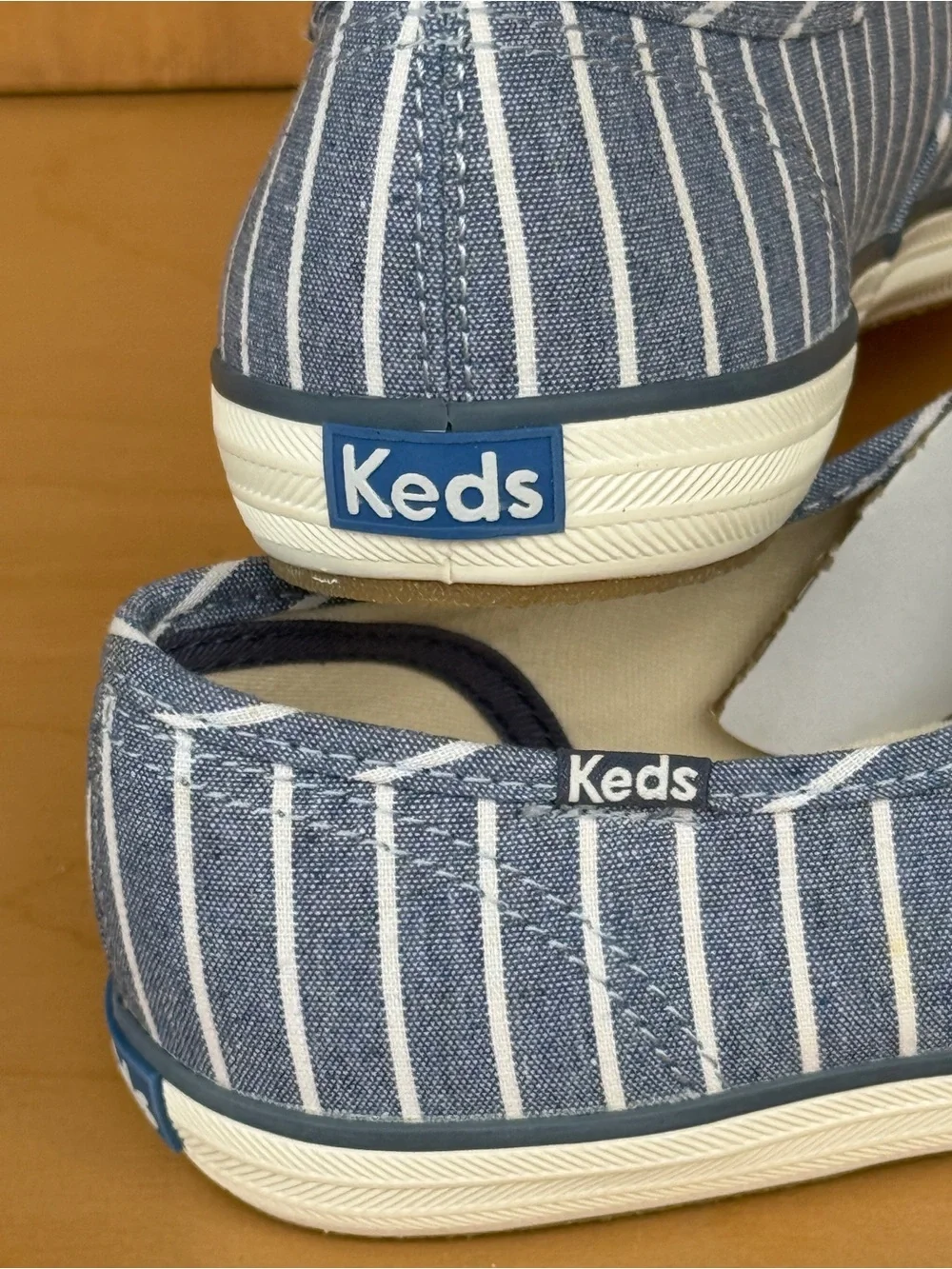 Keds Champion Chambray Breton Stripe Sneakers NIB Size 8 Blue White Nautical